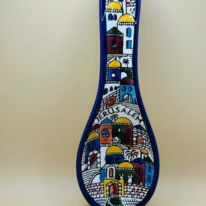 Hand-Painted Jerusalem Spoon Rest for kitchen